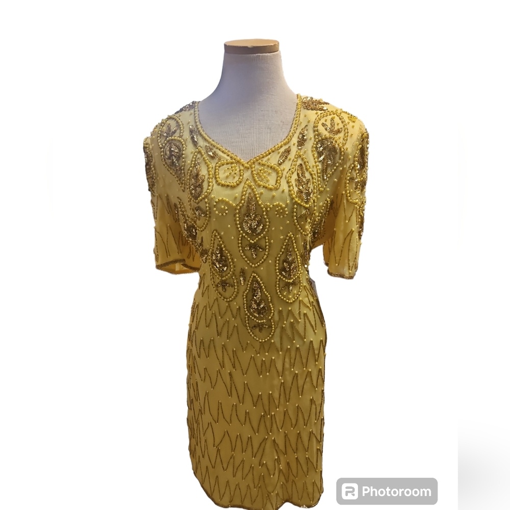 Vintage Mark & John By Gopal Silk Beaded Cocktail Dress NWT